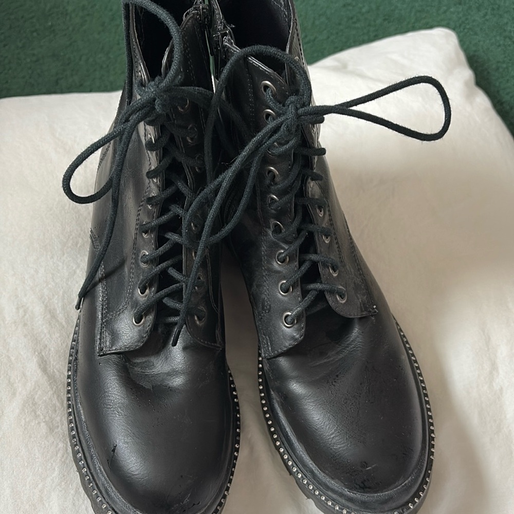 Women’s combat boots with diamond gems